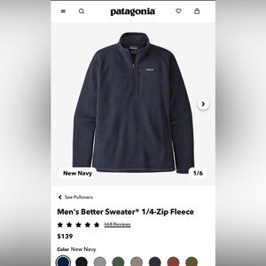 Patagonia Men’s Better Sweater 1/4 Zip Fleece